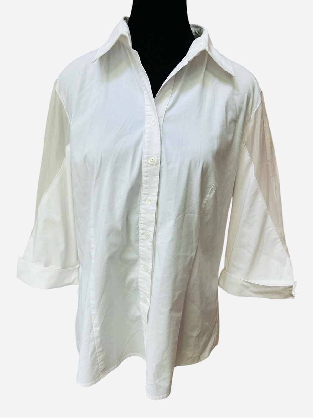 FINLEY Button Up Collared Blouse Medium Silk Sleeve 3/4 Sleeve Quiet Luxury